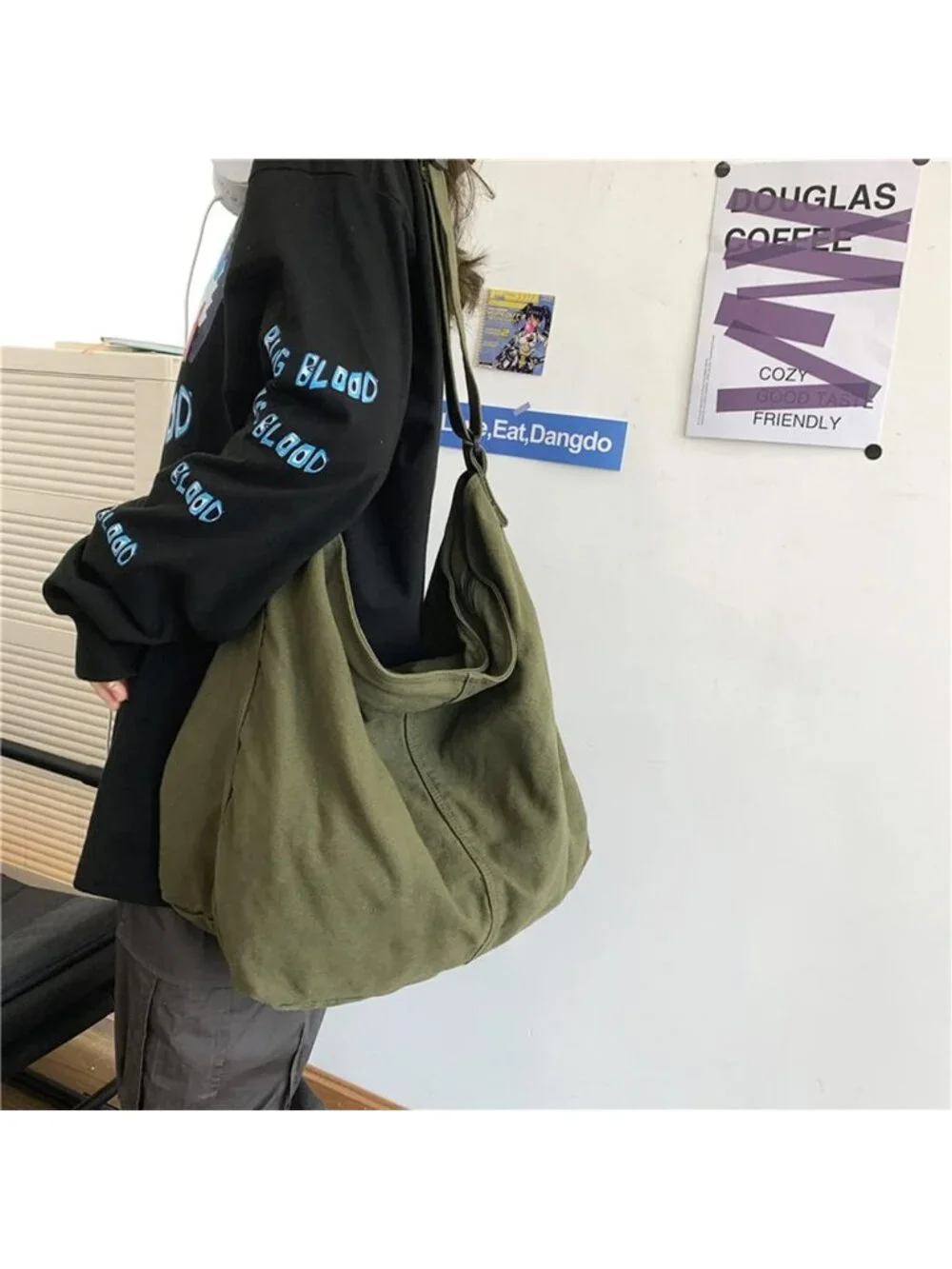Women's Green2 Travel Canvas Zipper Crossbody Shoulder Laptop Bag